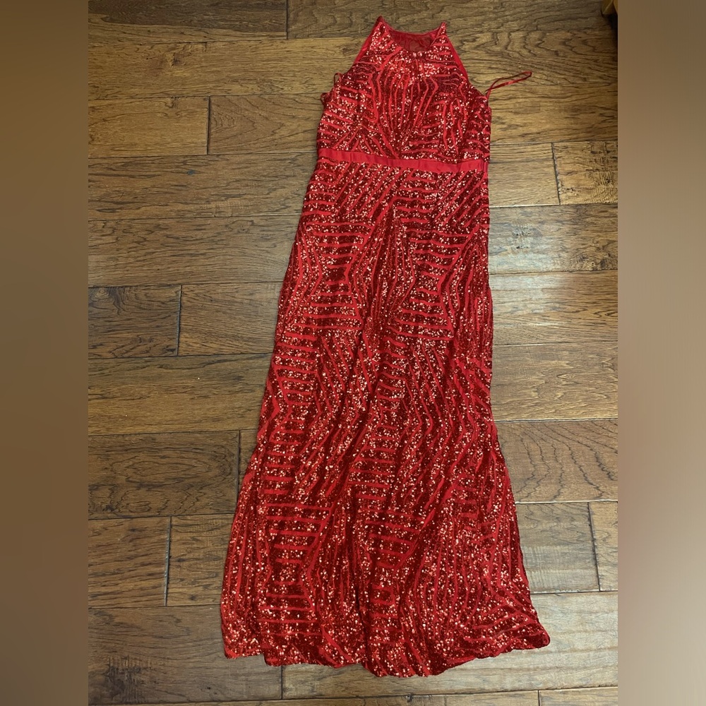 Royal Queen halter maxi sequin dress